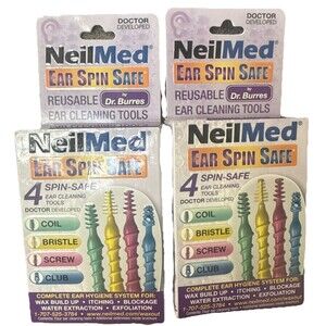 New LOT 2 Pkgs 8 NeilMed Ear Spin Safe Cleaning Tools Wax Build Up Reusable